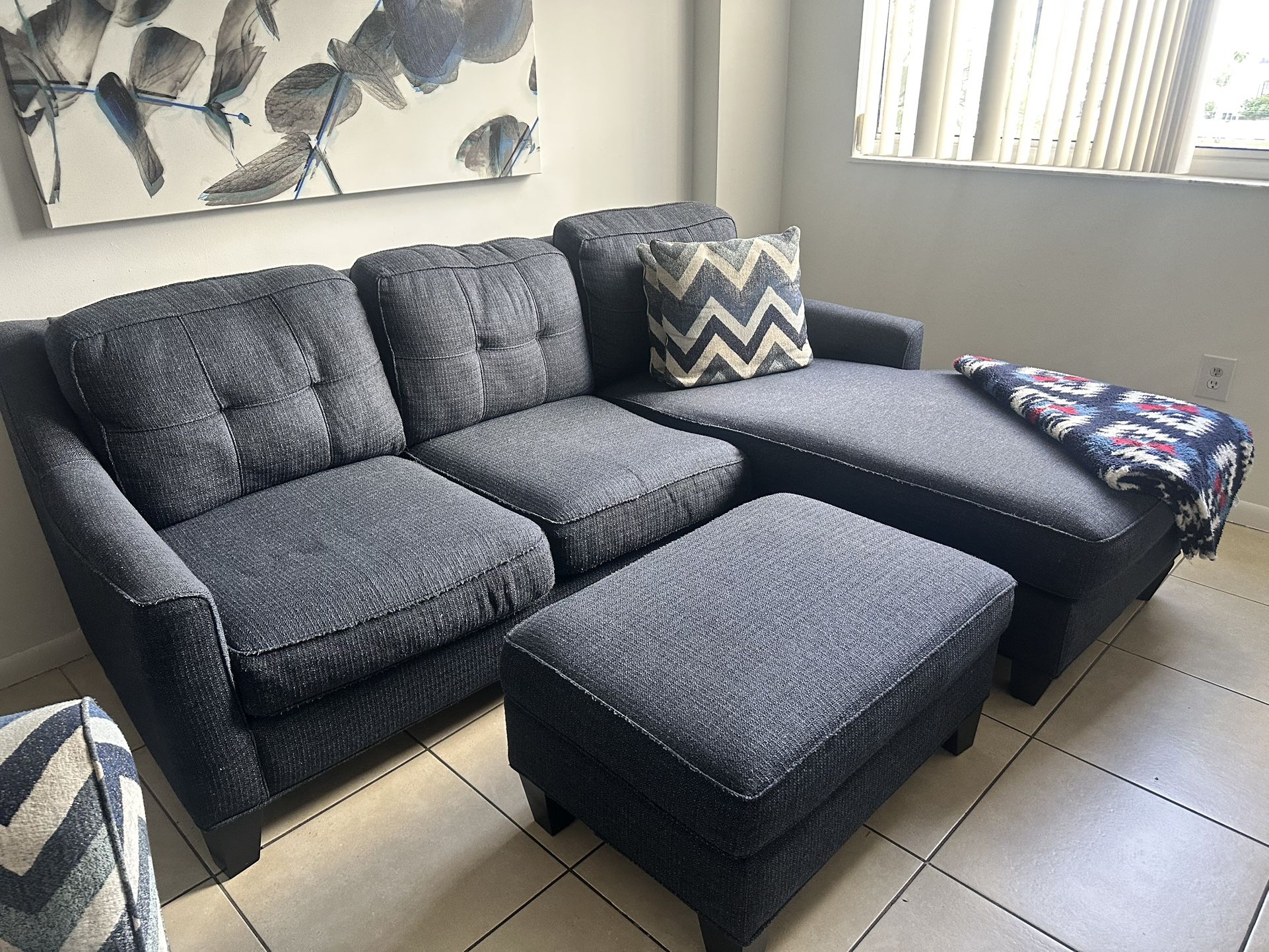 Sectional Sofa, Navy Blue