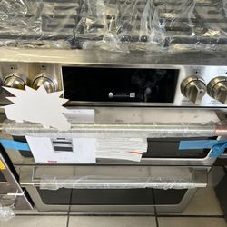 GE cafe double oven gas range