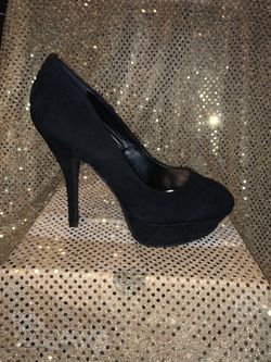 Black Suede Platform Heels Size 10