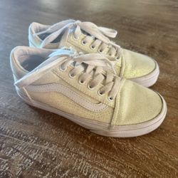 Girls Vans SIZE 1 Sparkle Glitter *  White * 