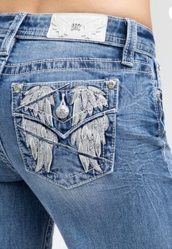 MISS ME Cloudborne Wing Slim Wide JEANS