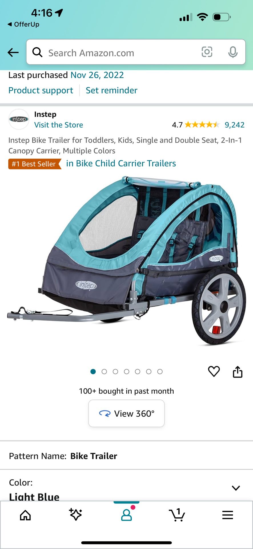 Instep Bike Trailer for Toddlers, Kids, Single and Double Seat, 2-In-1 Canopy Carrier