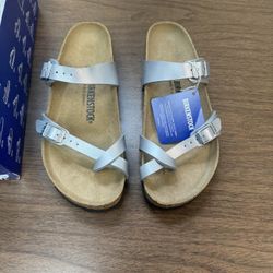 silver mayari birkenstock sandals