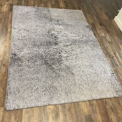 Gray Faux Rabbit Fur Rug 5x7