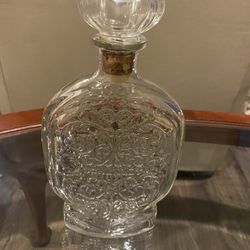Rare . Vintage Schenley  Clear, Glass, Whiskey, Decanter Art, Noveau  VinevDesign On Both Front And Back