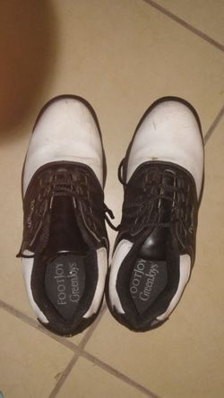 Mens golf shoesBrown Nubuc White Black...9