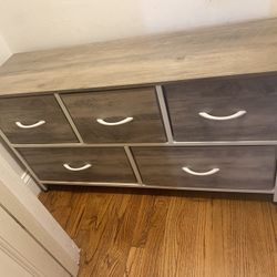 6-Drawer Fabric Dresser w/ Wood Top 
