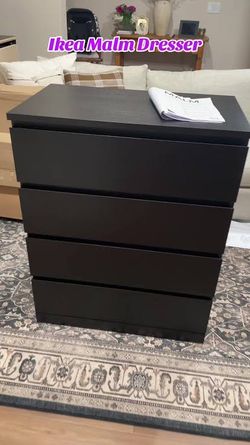 IKEA MALM 4-Drawer Dresser – Black/Brown – Almost New