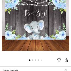 8x6ft Elephant Baby Shower Backdrop