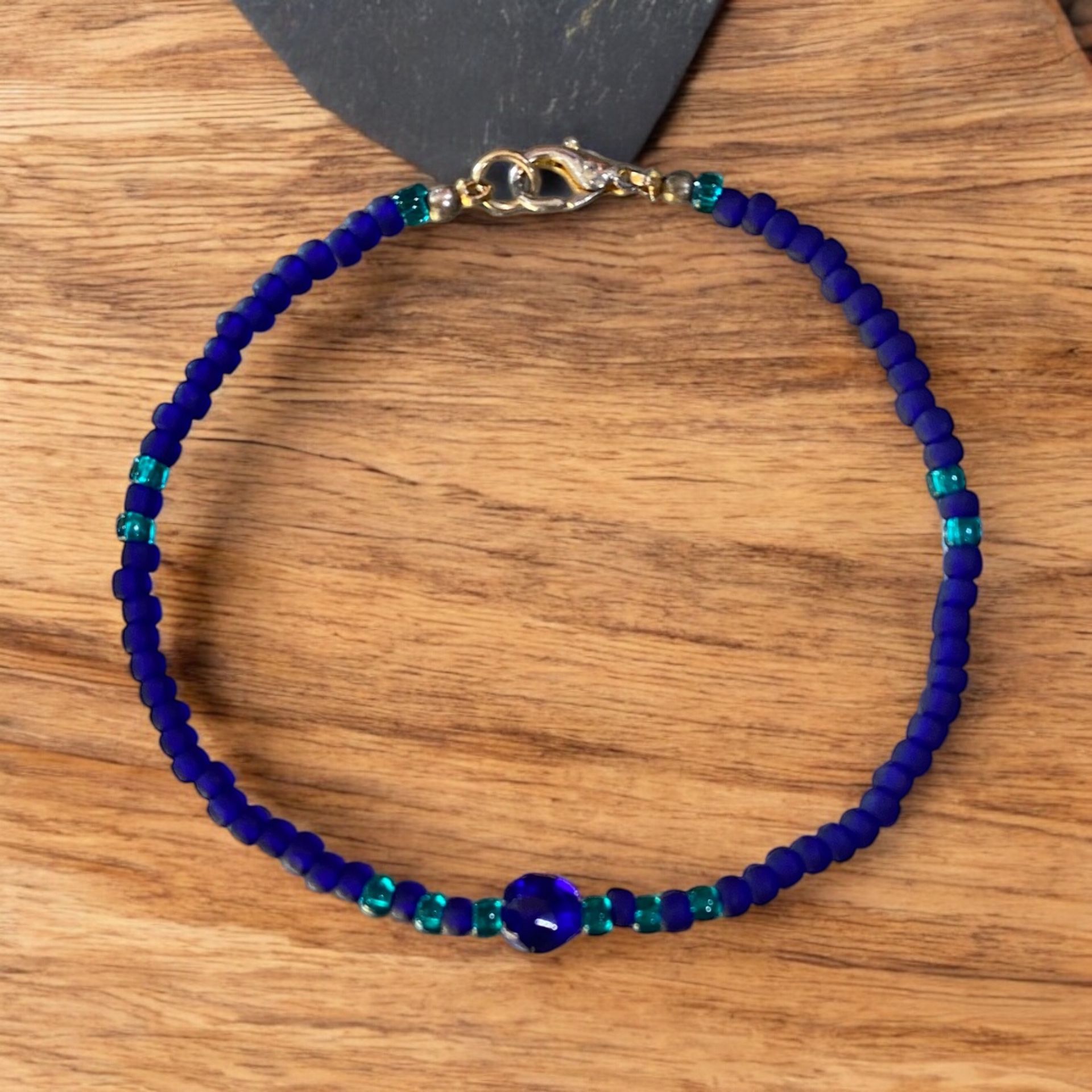 Vintage Anklet Accessory Royal Blue Beads