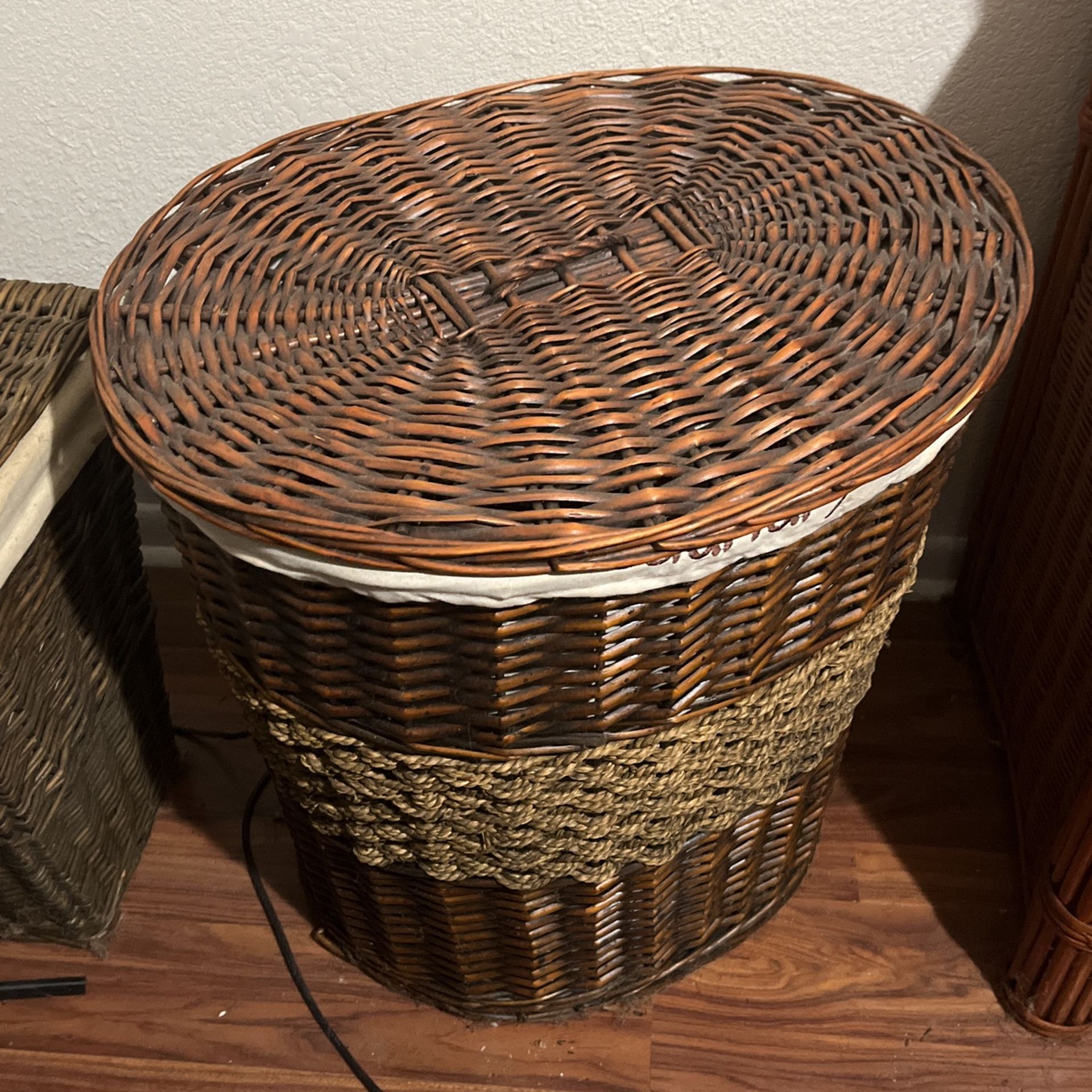 2. Bamboo Laundry Baskets & Vase