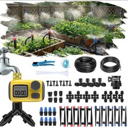 Drip Irrigation System 165FT with Timer Automatic Garden Watering Kit for Raised Beds Lawn