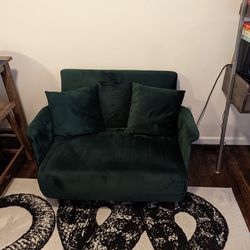 Small Green Velvet Pull Out Couch
