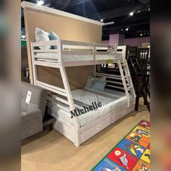 Twin over full bunk bed with 2 storage drawer ( Mattress sold separately)