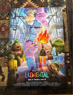 Elemental 2023 Disney Double Sided Original Movie Poster 40” X 27”