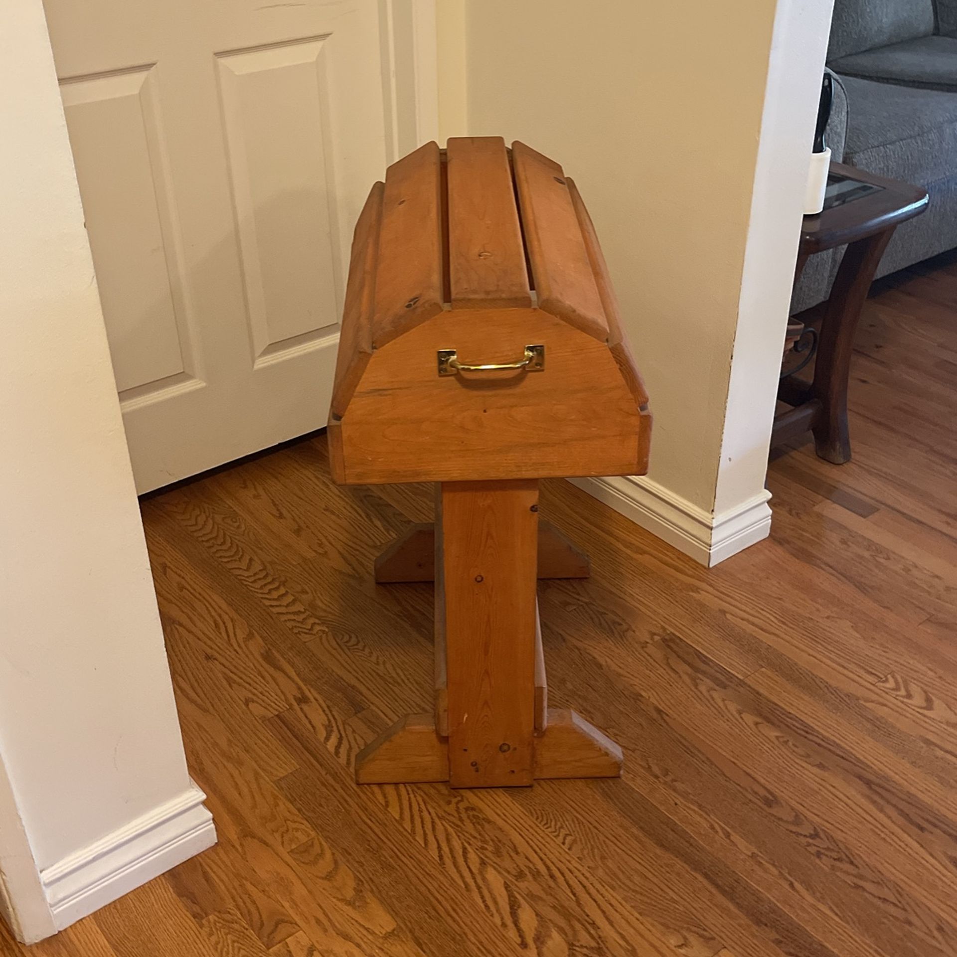 Saddle Rack. Solid Wood with Brass Handles.