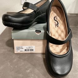 💥NEW SoftWalk Black Leather Mary Jane Clogs Heels Comfort Shoes Women’s US 9 WW