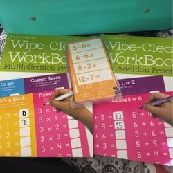 Wipe clean Math Workbooks And Cards. +,-,x 