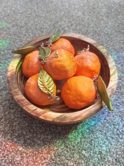 Orange clay ornaments set of 6