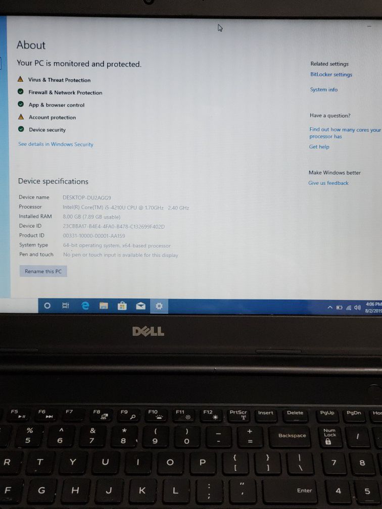 Dell Inspiron 15 5547 Intel Core i5 15.6 Silver Laptop HDMI, USB Bluetooth