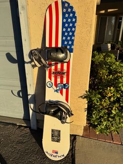 Joyride 158cm Snowboard – American Flag Motorcycle Chopper w/ Bindings