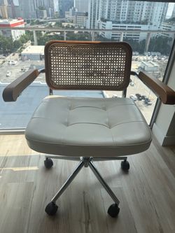 Carli Rattan Leather Office Chair white