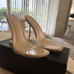 Pretty Little Thing Nude Clear Heels