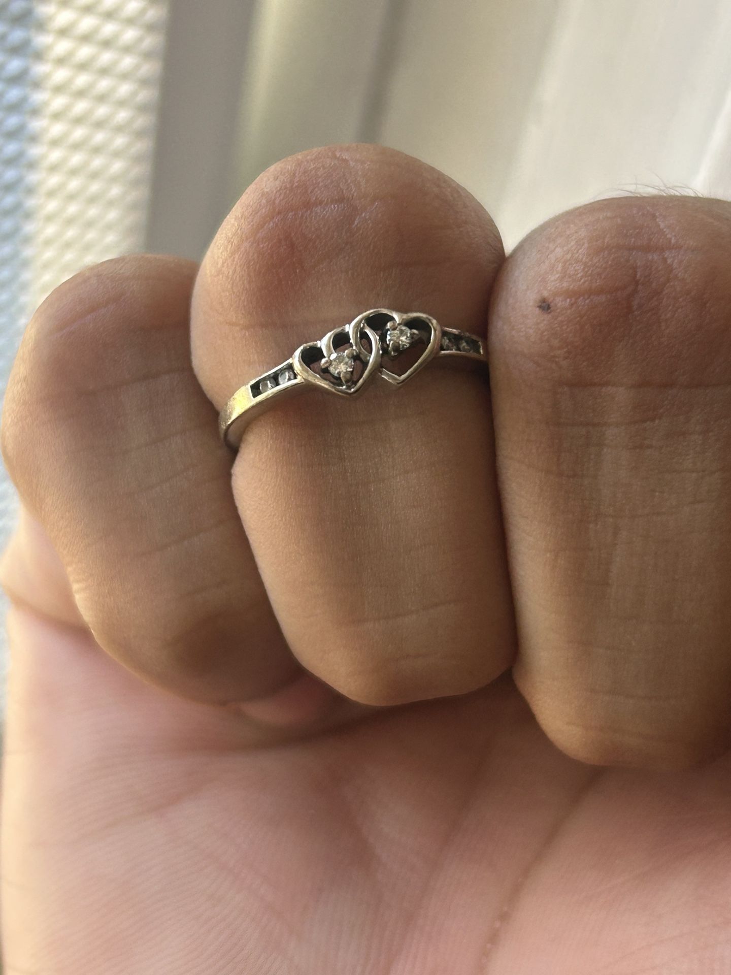 Two Heart Diamond Ring Size 7
