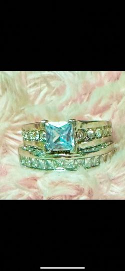 Brand New Princess Cut 3.89 Radiant White Sapphire Inlaid 925 Sterling Silver Engagement Wedding Band Romantic Bridal Set