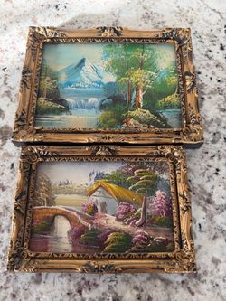 Lot Of 2 Beautiful Small Landscapes Oil Paintings