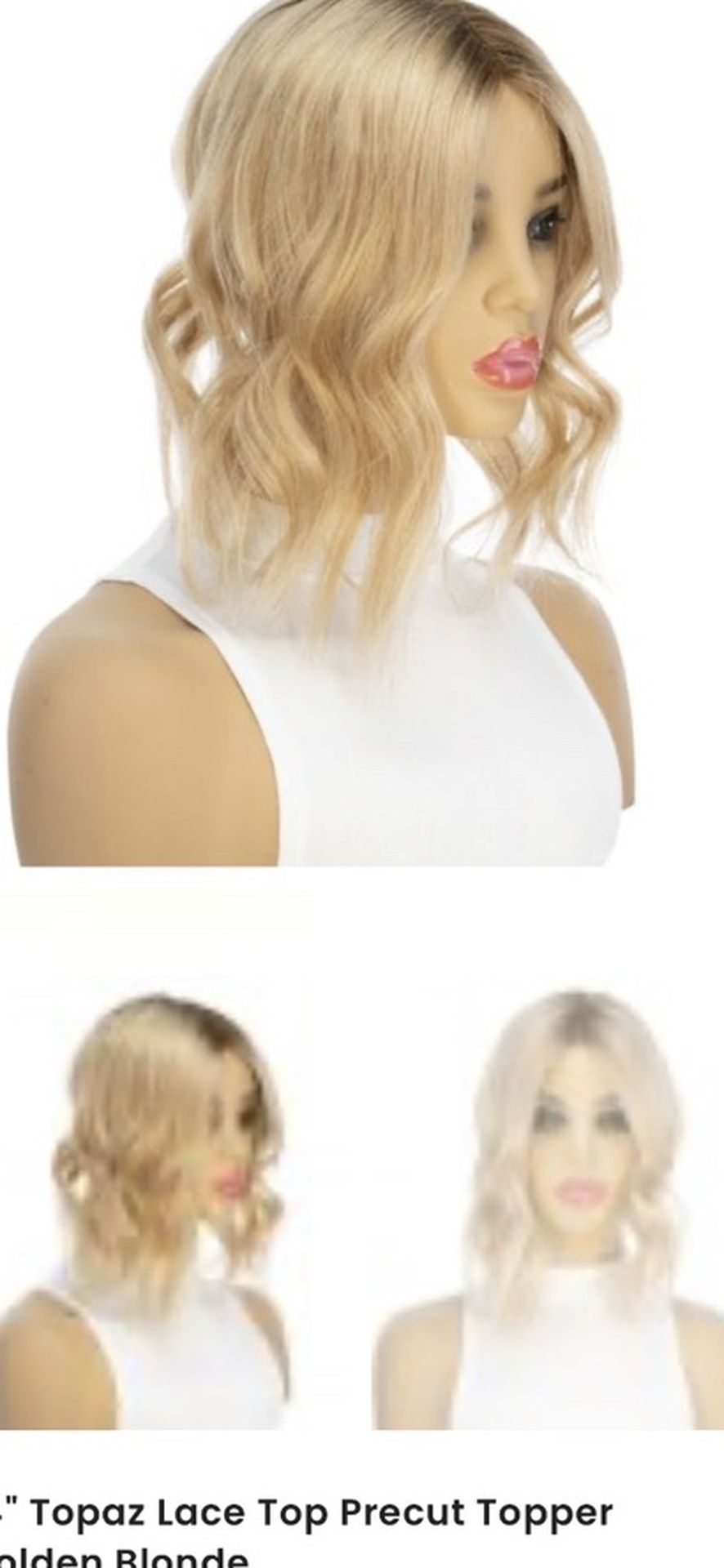 Milano Wig Topper Blonde 14  In Lace Front Human Hair