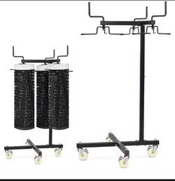New Rolling Sports Net Storage Rack with Lockable Wheels Heavy-Duty Powder-Coated Steel for Organizing Volleyball, Tennis, Pickleball & Badminton Nets