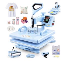 AKEYDIY Heat Press 15x15 inch 5 in 1 with 30OZ Tumbler Press, 360° Swivel Away Slide Out Digital Shirt Press Machine, Industrial Heat Transfer Machine