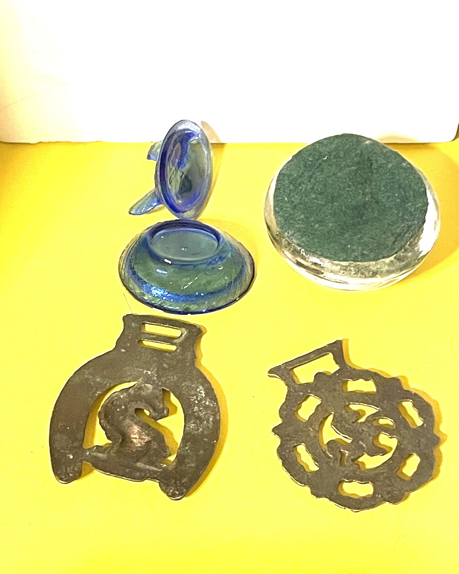 Lot Of Vintage Items Native, Glass Horse Brasses