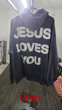 Jesus Loves You Graphic Hoodie Large
