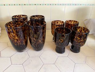 Tortoiseshell Glass Drinkware Set of 8