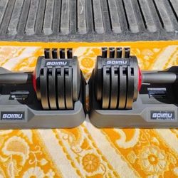 GOIMU  (PAIR OF) :  ADJUSTABLE DUMBBELLS : EACH ONES GOES UP TO 55 LBS.   =  110 lbs.  TOTAL 