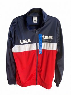 USA FIFA World Cup Full Zip Track Jacket Size L or XL Navy White Red Soccer