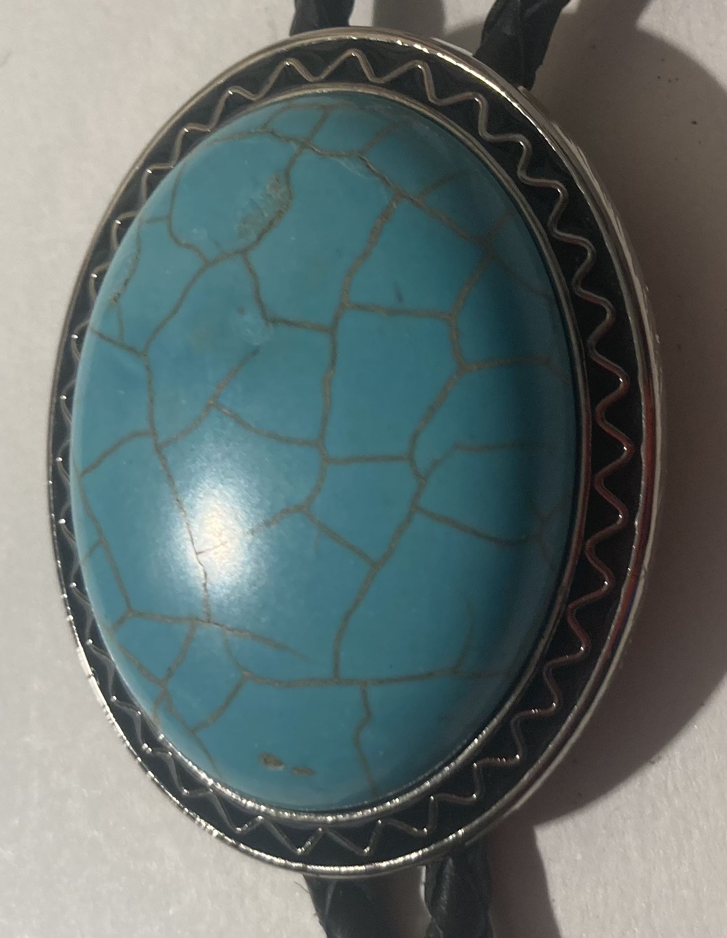 Vintage Bolo Tie Silver And Turquoise