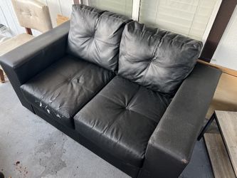 FREE!!!!! Black Leather Couch
