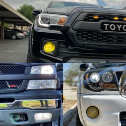 6000k Glacier White LED Headlight And 3000k Jdm Yellow LEDs Fog Lights