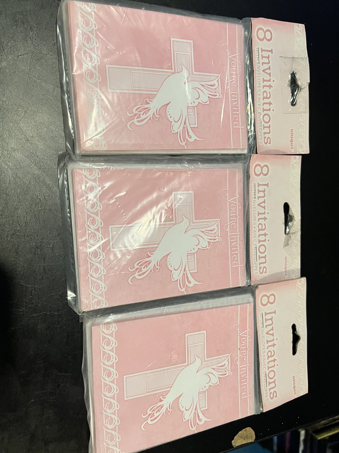 Girl Baptism/First Communion 3 Packs Of 8 Invitations With Envelopes