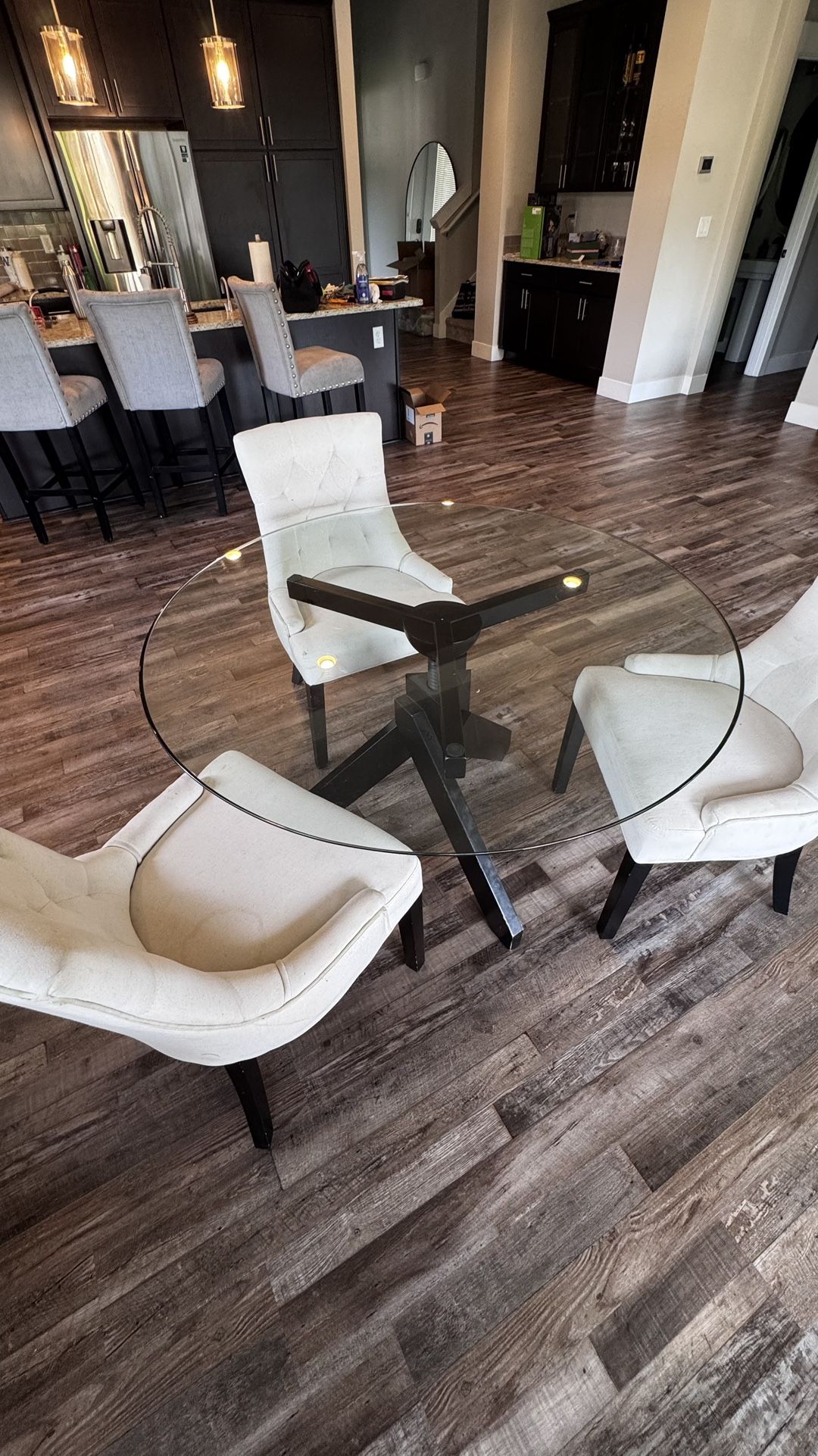 Adjustable Black Glass Dining Table
