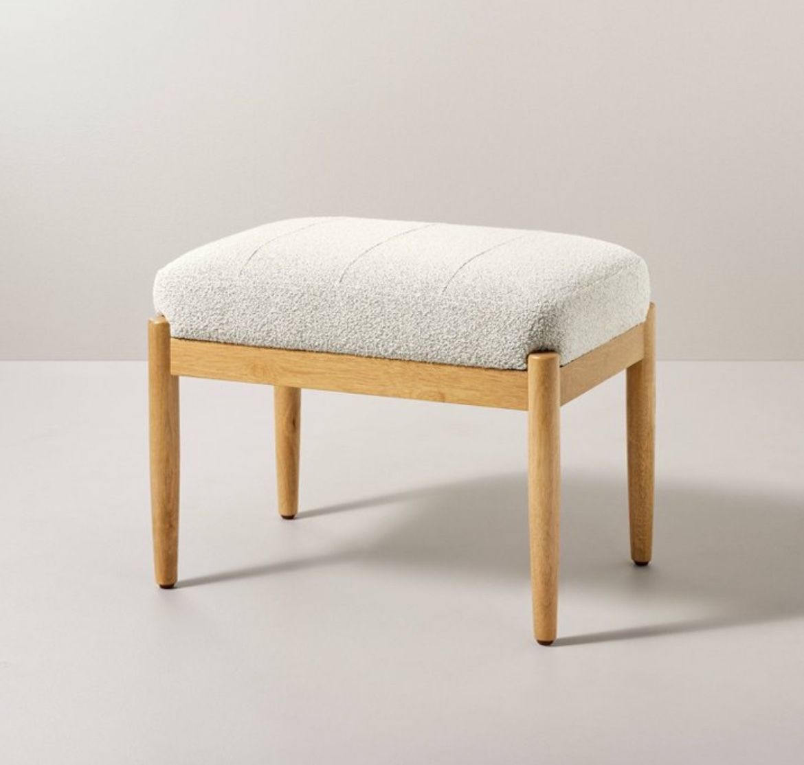 Boucle Upholstered Wood Ottoman - Oatmeal - Hearth & Hand™ with Magnolia