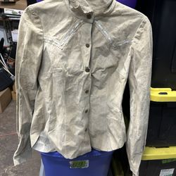 Ilia Leather Jacket - Grey Jackets, Clothing Cream Size S#S7