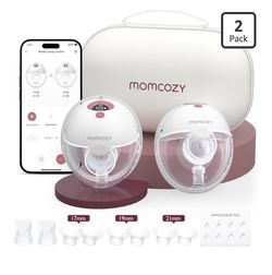 Momcozy M5 Smart APP Controlled Wearable Breast Pump, Hands-Free Wireless Electric Pump, 3 Modes 9 Suction Levels, BPA-Free, Portable Lightweight, 24m