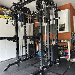 PRO SERIES Ultimate 3-1 Half Rack Functional Trainer w/Smith Machine Bar | 400lb Stack | Gym Equipment | Fitness | Commercial | Squat Rack 