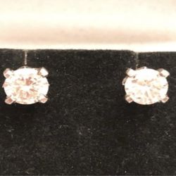 Genuine 2 CTs Earth Mined Off-White Diamond Stud Earrings