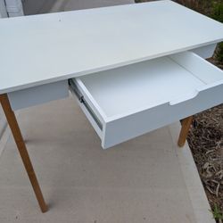 Mid-Century Style White Desk with Drawer