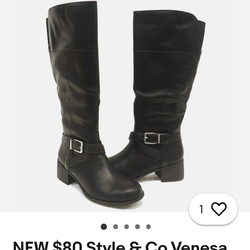 Style & Co Vanessa Black Buckle Strap Knee h